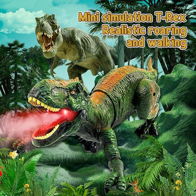 Remote Control Dinosaur for Boys 4-7, Robot Dinosaur Toys for Kids 5-7, rc Dinosaur with Realistic Legs & Spray Stream,Remote Dinosaur Toys for Kids3 4 5 6 7 Year Old boy Birthday Gift (Green)