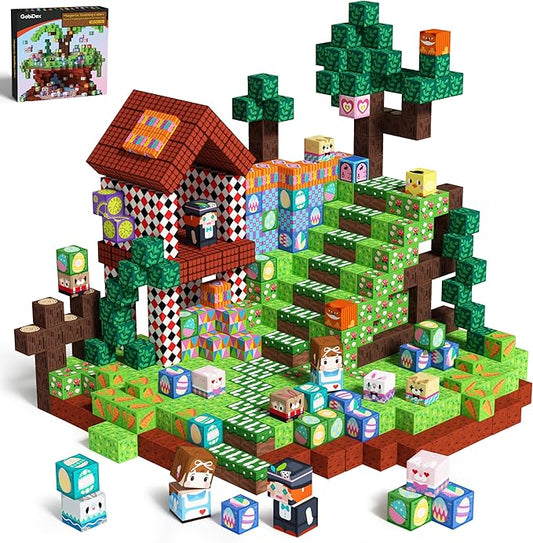 GobiDex 100PCS Magnetic Blocks Building Toys for 3+ Years Old Girls Boys, Game-Based Build MagWonder with Sensory Construction Set, Birthday Gifts for Kids（1inch）