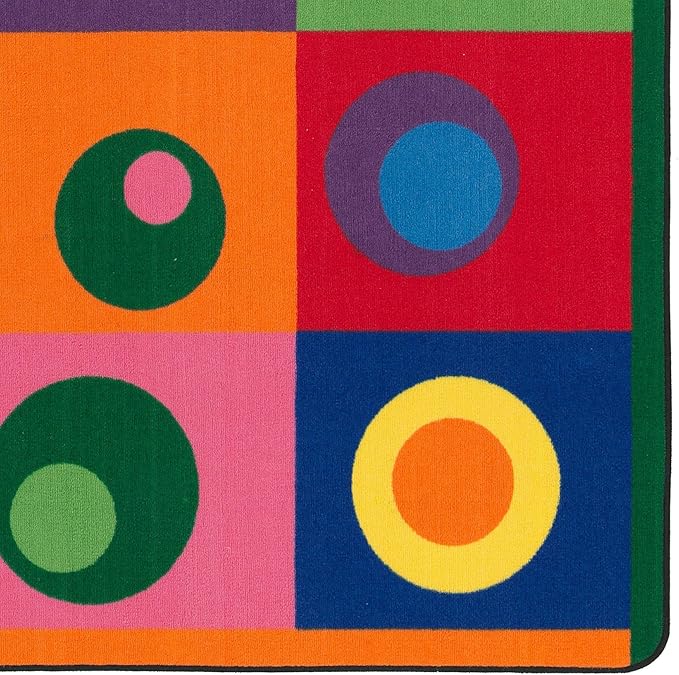 Flagship Carpets Multi Silly Circles Colorful Abstract Children's Classroom Area Rug for Kids Room Seating Décor, Play Carpet for Teaching and Playing, (Seats 20), 5'10" x 8'4", Rectangle