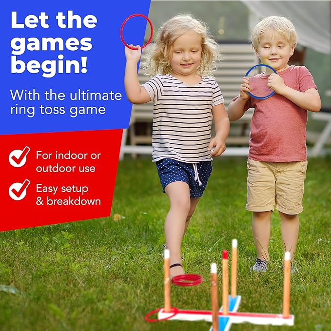 Elite Sportz Ring Toss Games for Kids - Outdoor Yard Game for Adults & Family - Backyard Toys, Outdoor Game, Backyard Games, Lawn Games for Kids Ages 4-8