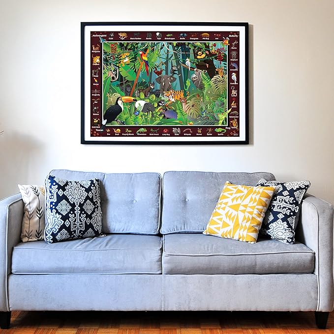 Think2Master Colorful Rainforest Jungle Zoo Animal 250 Pieces Jigsaw Puzzle Fun Educational Toy for Kids, School & Families. Great Gift for Boys & Girls Ages 8+ to Stimulate Learning. 14.2” X 19.3”