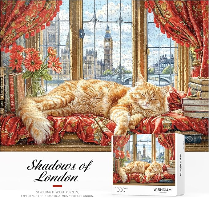 Jigsaw Puzzles 2 Pack 1000 Pieces - WISHDIAM Puzzles for Adults - Cats Funny Kitten Pets Animal Lovers Impossible Difficult Challenging Puzzles for Home Decor Birthday Party Gifts Toy for Men Women
