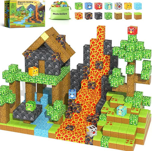 Magnetic Blocks Toys, Build Mine Magnet World Dinosaurs Set, Magnetic Tiles Building for Boys & Girls Kids Ages 3-5 5-7, STEM Montessori Sensory Toys for Toddlers Gifts for 3+ Years Old