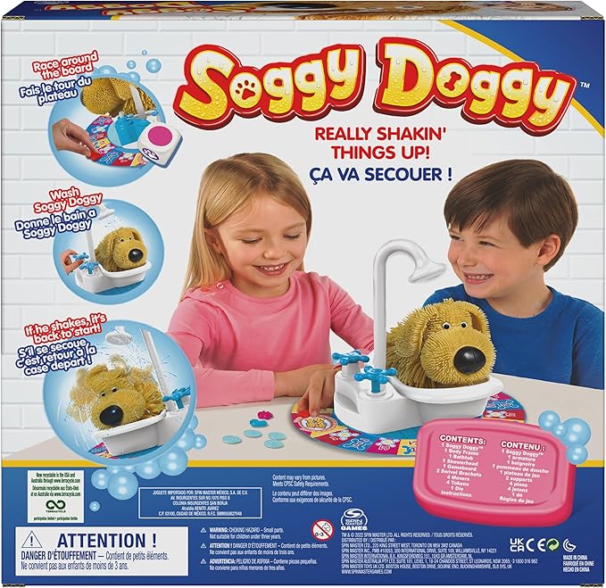 Spin Master Games, Soggy Doggy, The Silly Award-Winning Kids Board Game, for Family Night, Interactive Toy Dog Play, Sensory Toy, Activity for Kids & Family, 2-4 Players, for Ages 4 & Up