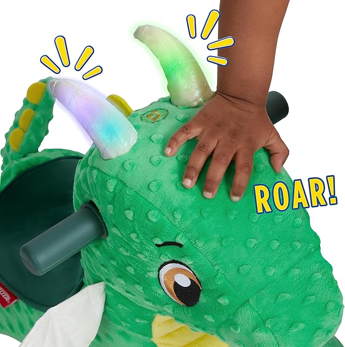 Radio Flyer Jade The Magical Dragon with Interactive Lights and Sounds, Ride On Toy for Toddlers Ages 1-3, Green Dragon Toy for Kids