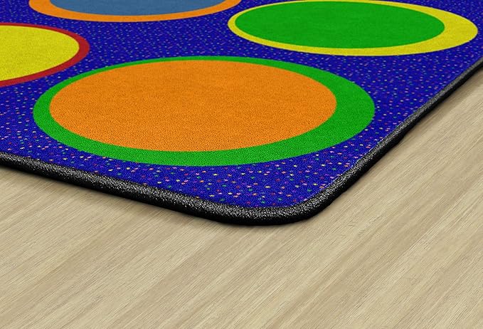 Flagship Carpets Sitting Spots Seating Rectangle Area Rug for Children's Classroom or Kids Playroom, and Home Learning Carpet, Seats 24, 7'6" x 12', Blue