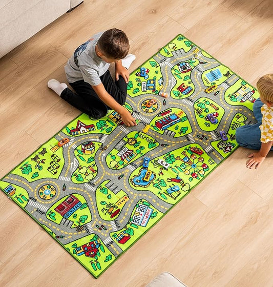 ToyVelt Kids Carpet Playmat Car Rug – Educational Road Traffic Carpet Multi Color Play Mat - X-Large 71" x 39" Best Kids Rugs for Playroom & Kid Bedroom – for Ages 3-12 Years Old