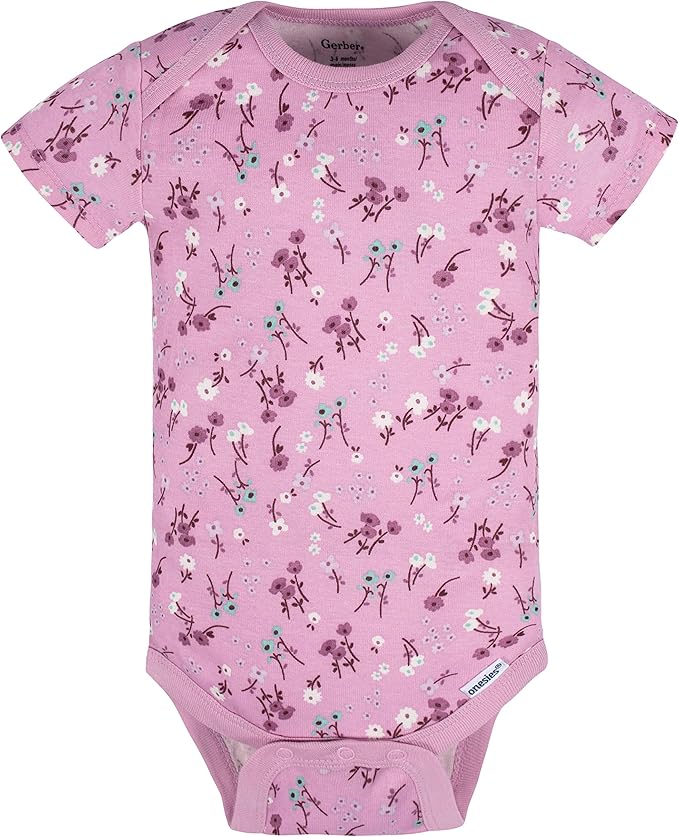 Gerber Baby Girls' 5-Pack Short Sleeve Variety Onesies Bodysuits