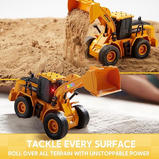 JOYIN Remote Control Construction Toys, 2.4Ghz RC Play Truck with Light, Front Loader Toys for Boys 3-5 4-7 8-12 Year Old Kids, Christmas Birthday Gift