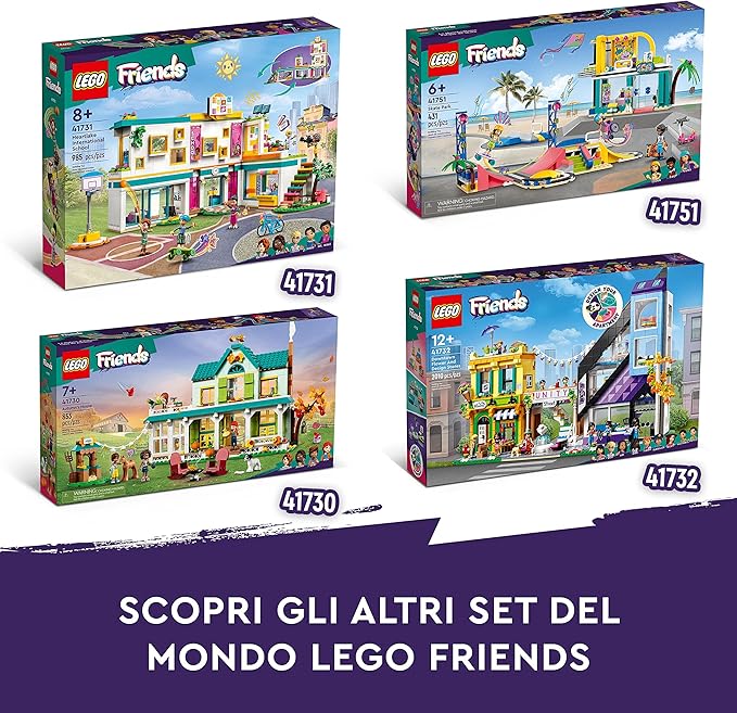 LEGO Friends Skate Park Set 41751, Skateboard Toys for Girls and Boys Ages 6 Plus, Mini-Doll Playset with Toy Scooter and Wheelchair, Birthday Gift Idea for Creative Play