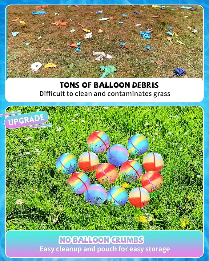 SOPPYCID Resuable Magnetic Water Balloons, Quick Fill Water Balloons,Outdoor Toys for Summer and Parties, Pool Toys, Outdoor Games for Boys Girls 8-12 (8PCS)