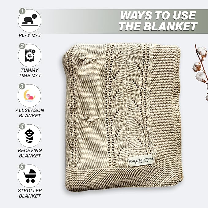 Knitted Newborn Gift Set – 100% Organic Cotton Baby Outfit & Blanket – Soft Coming Home Set (0-3M, 3-6M) – Cozy Infant Romper for Daily Wear & Photoshoot – Ropa para Bebé Recién Nacido