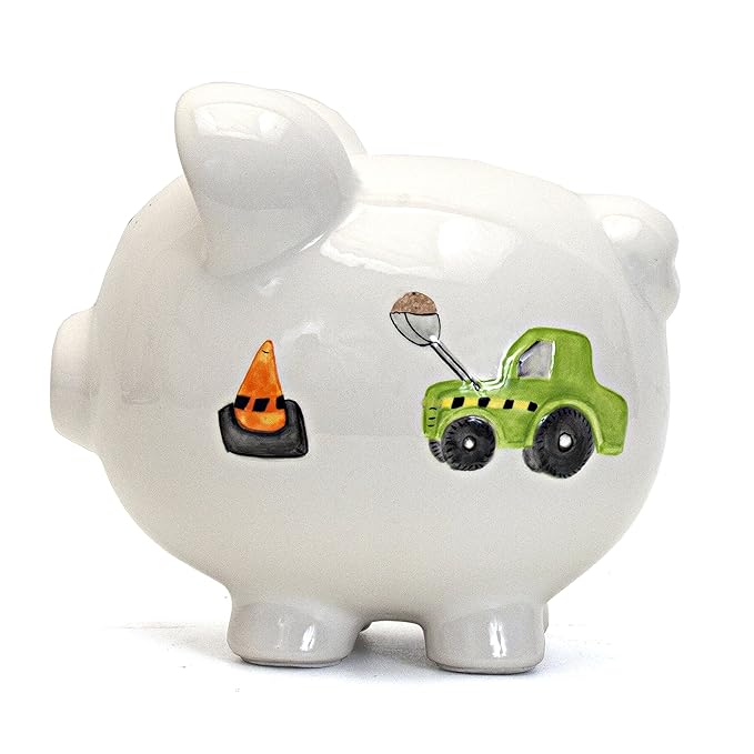 Child to Cherish Ceramic Piggy Bank for Boys, Digger Dump Truck