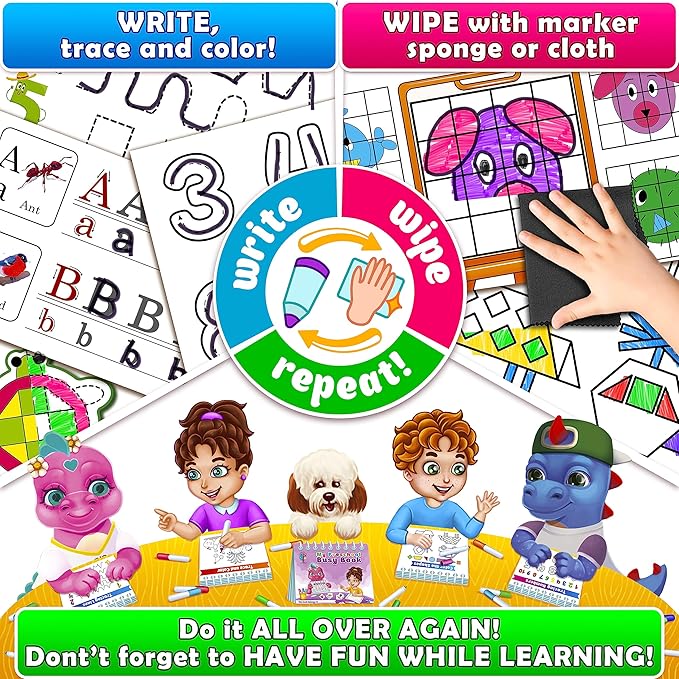 Curious 2 Learn Montessori PREASSEMBLED Busy Book for Toddlers Ages 3 and Up, Pre K Preschool Learning Activities Book - Autism Sensory Learning & Education Toys Kindergarten Workbook (Pink)