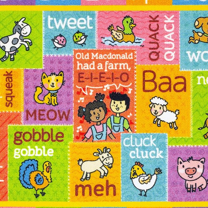 KC Cubs ABC Alphabet Animal Sounds Educational Learning & Fun Game Play Area Non Slip Boy & Girl Kids Rug Carpet for Children Bedroom, Toddler Classroom & Baby Playroom Floor Mat, Playtime Activity