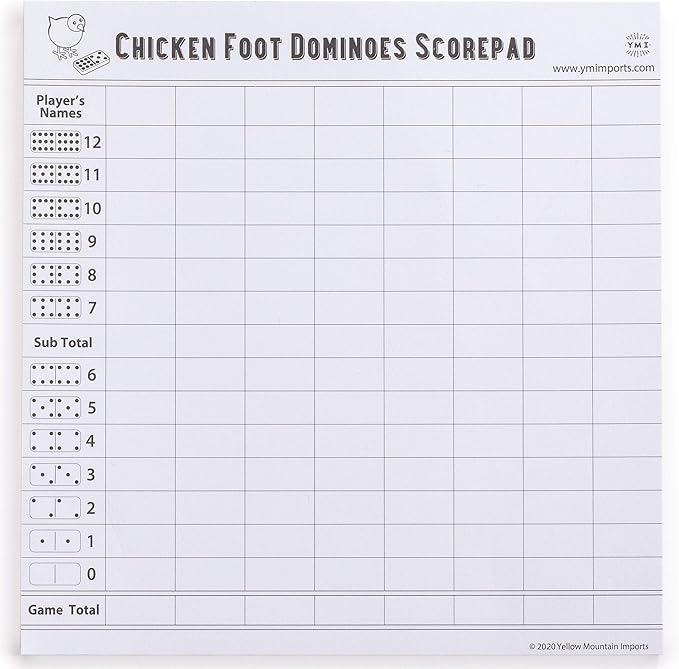 Yellow Mountain Imports Chicken Foot Complete Game Set with Double 9 Dominoes, Wooden Case, Hub, and Scorepad