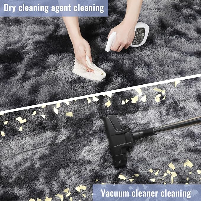 PAGISOFE Area Rugs 9x12 Living Room, Machine Washable Dark Grey Shag Rugs for Bedroom, Extra Large Thick Gray Fluffy Nursery Carpet Boys Girls Dorm Pastel Rugs for Kids Room Home Decor Aesthetic