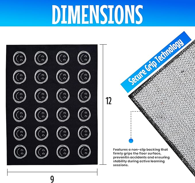 Hudson Comfort Classroom Rug 9x12 - Rugs for Elementary, Daycare, Nursery, and Playroom - Super Soft Non-Slip Carpet - Kids Fun Floor Mat for Playtime (Smiley Face)