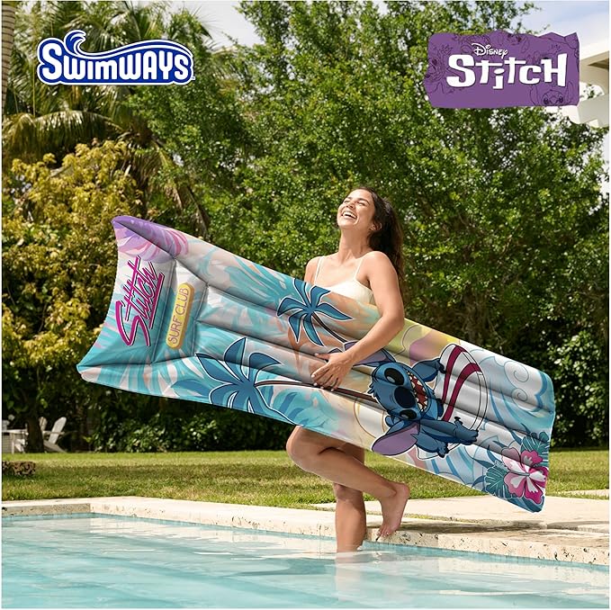 Swimways Stitch Suntanner Pool Float, Inflatable Pool Floats & Kids Pool Toys, Swimming Pool Accessories & Beach Essentials for Teens Aged 14 & Up