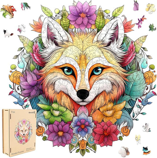 Wooden Puzzles for Adults,Fox Wooden Jigsaw Puzzles 500pcs,15.7x16.5in,Royal,Unique Shape Animal Adult Puzzles,Irregular Wood Puzzles Creative Gift for Adults and Kids Family Game