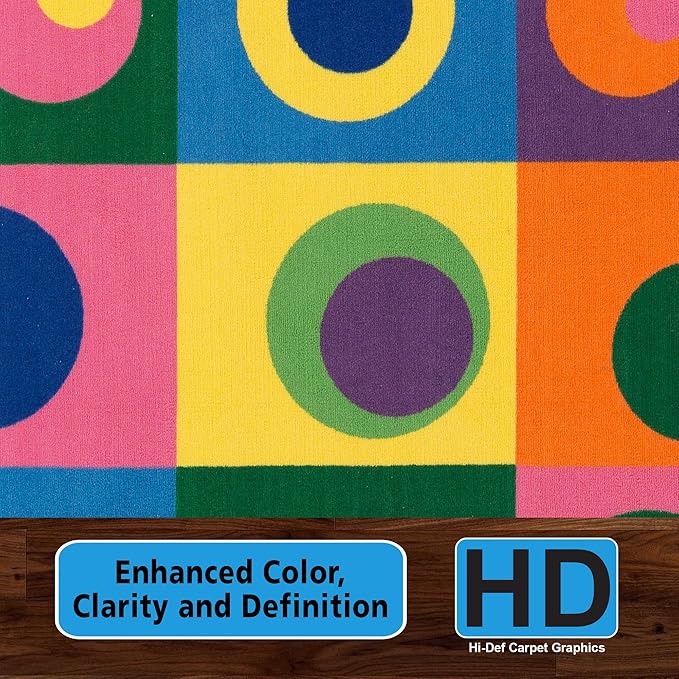 Flagship Carpets Multi Silly Circles Colorful Abstract Children's Classroom Area Rug for Kids Room Seating Décor, Play Carpet for Teaching and Playing, (Seats 20), 5'10" x 8'4", Rectangle