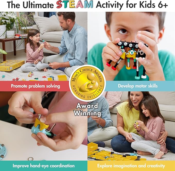 Family Kit – 1000+ PCS STEAM Building Toys for Kids Ages 6-9+, Educational Construction Set for Group Play & STEM Classroom, Creative Birthday Gift