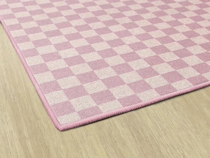 Flagship Carpets Schoolgirl Style Blush Checkerboard Educational Area Rug for Kids Room Seating Décor, Children's Classroom, Play Carpet for Teaching and Playroom, 5' x 7'6", Blush Pink