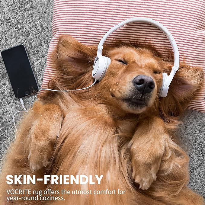 Vocrite Shag Area Rug, 6x9 Super Soft Fluffy Rugs for Bedroom Living Room, Rectangle Plush Rug, Extra Large Shaggy Carpet for Classroom Nursery Girls Boys Kids Room, Grey