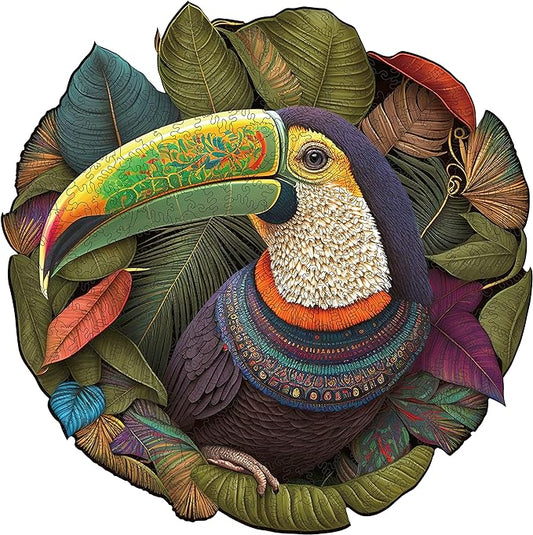 Unique Wooden Jigsaw Puzzles - Mandala Parrot, 500 Pcs King Size 16.5'' x 16.4'', Luxurious Shaped Wood Puzzle, Beautiful Package, Best Gift for Adults and Kids, Family Game
