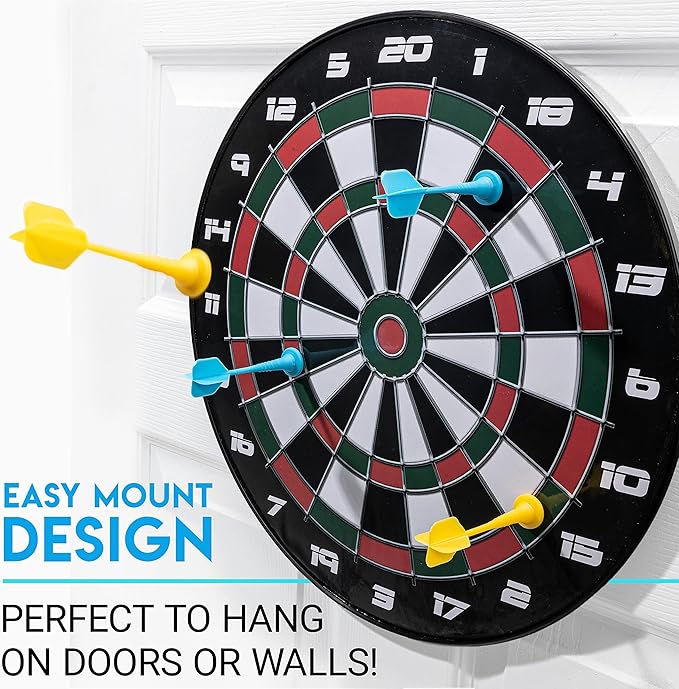 Franklin Sports Magnetic Soft Tip Dartboard Set - Indoor Dart Board + Darts Set for Family + Adults - Magnetic Board + (6) Darts Included