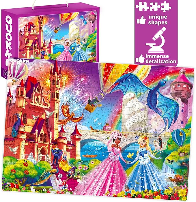 QUOKKA 300 Pieces Puzzles for Kids Ages 10-12 - 3X Set Floor Jigsaw Puzzles for 8-10 yo - Toy for Learning Unicorn – Jigsaw Educational Game for Adult Family Boy and Girl