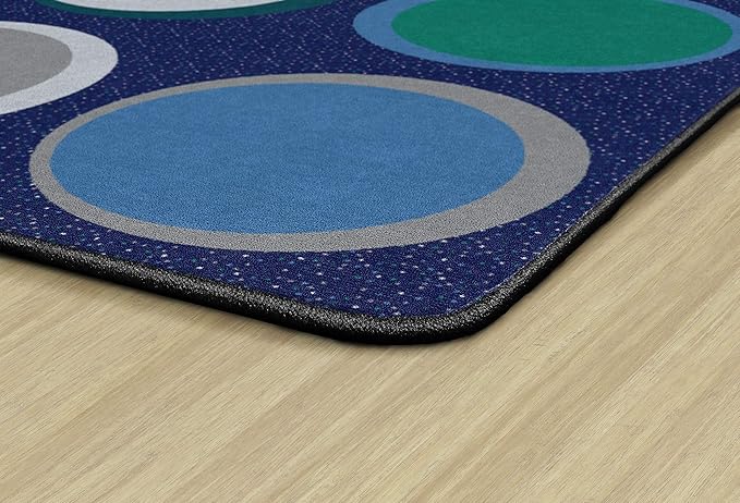 Flagship Carpets Sitting Spots Seating Rectangle Area Rug for Children's Classroom or Kids Playroom, and Home Learning Carpet, Seats 30, 10'6" x 13'2", Cool Blue
