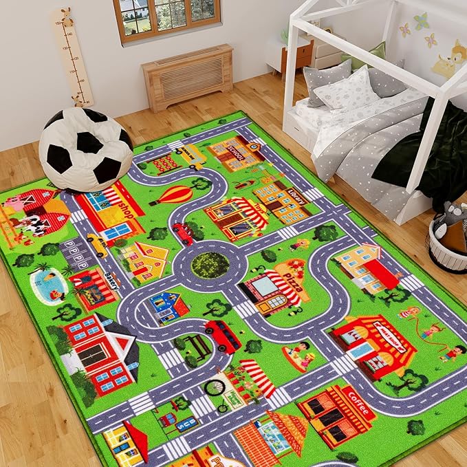 Kids Rug Car Play Mat Carpet, Extra Non-Slip Traffic Road Rug for Kids, City Map Educational Mat for Playroom Boys Bedroom Classroom (59X39.4 INCH, Classic)