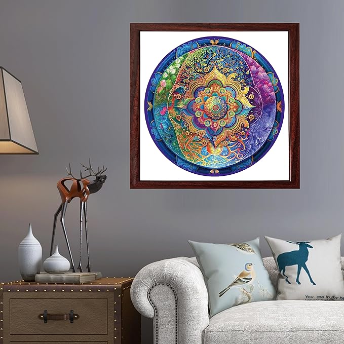 500 Piece Puzzles for Adults Mandala Wooden Jigsaw Puzzles Unique Unique Shape Brain Teaser Puzzles, Beautiful Package, Best Gift for Adults Family Games