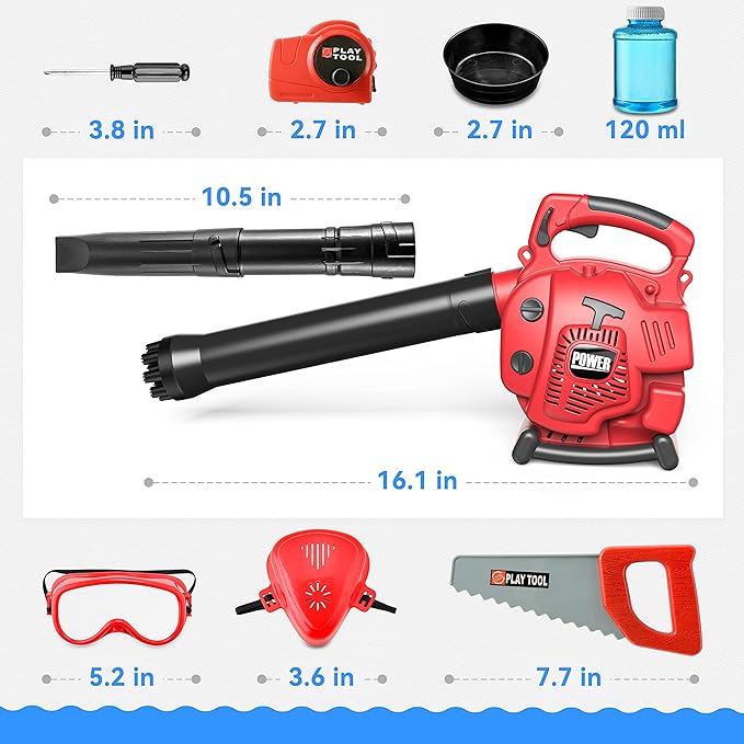 Bubble Leaf Blower for Toddlers - Upgrade Kids Bubble Machine with Gardening Tool Set Toy Leaf Blower, 2 in 1 with Extra Bubble Blower Kit Outdoor Summer Hoilday Party Toys for Boys Girls Age 3 4 5+