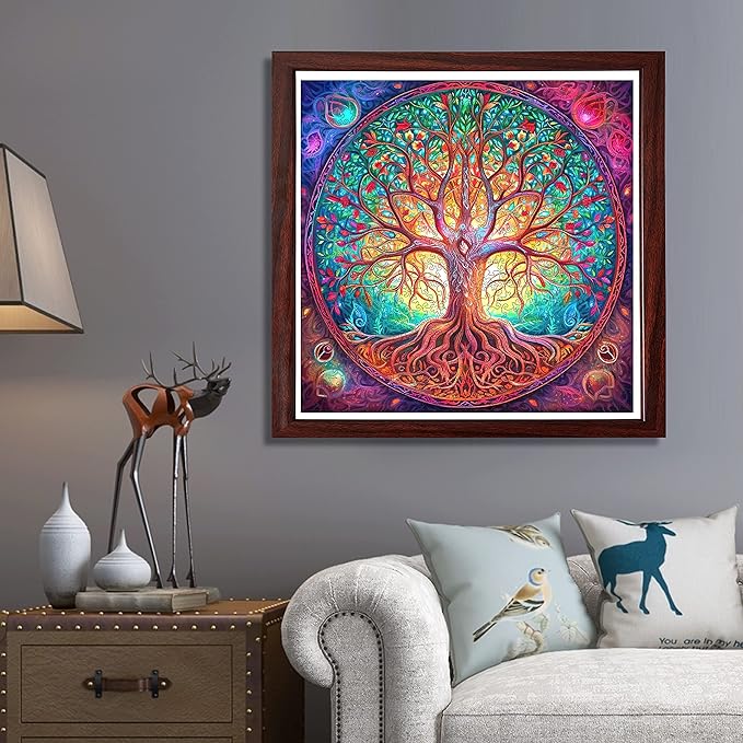 Wooden Puzzles, Mandala Tree of Life 200 Piece Puzzles for Adults and Kids, Unique Shaped Animal Wooden Jigsaw Puzzle for Birthday Gift, Family Game 11.2 x 11.2 Inch