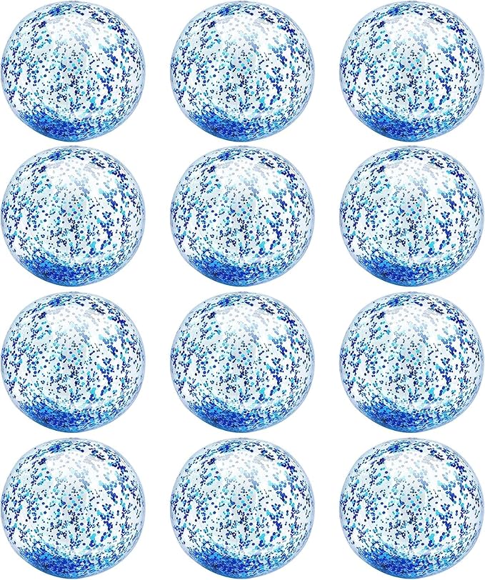 12 Pack Inflatable Beach Balls Bulk 16" Glitters Pool Toys Balls for Pool, Beach, Summer Pool Party - Swimming Pool Game Water Beach Toys Kid Party Favor Decorations Summer Blow Up Beach Ball