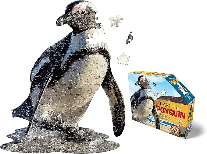 Madd Capp Puzzles Jr. - I AM Lil’ Penguin - 100 Pieces - Animal Shaped Jigsaw Puzzle