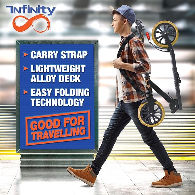 SereneLife Kick Scooter Adult Teenagers Kids- 2 Wheel Kids Scooter with Adjustable T-Bar Handlebar - Alloy Anti-Slip Deck - Portable Folding Scooters for Kids with Carrying Strap