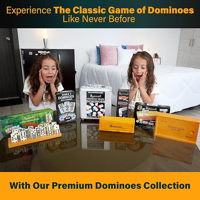 Dominos Game Double 9 - Dominos Set for Adults and Kids Ages 8 and up - Double Nine Dominoes Set, Classic Board Games - Domino Set for Family Game Nights - Double Nine Dominos Set 55 Tiles with Case