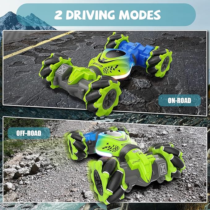 Gesture Sensing RC Stunt Car with Lights Music, 4WD High Speed Gesture RC Car, 2.4Ghz Remote Control Watch Sensor 360° Rotating Drift, Ages 6-13 Kids Boys Girls Birthday Gift