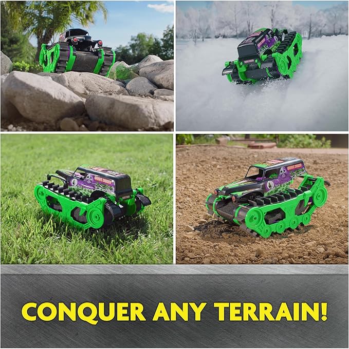 Monster Jam, Official Grave Digger Trax All-Terrain Remote Control Outdoor Vehicle, 1:15 Scale, Kids Toys for Boys and Girls Ages 4 and up