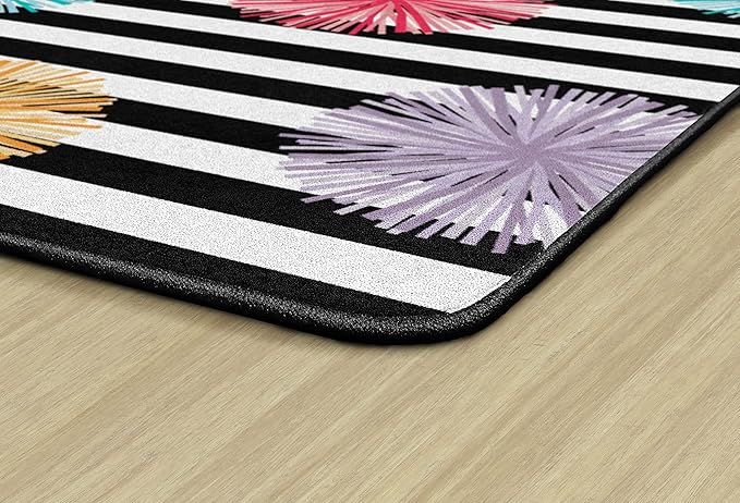 Flagship Carpets Schoolgirl Style Just Teach Poms Classroom Area Rug for Indoor Classroom Learning or Kid Bedroom Educational Play Mat, 7'6" x 12', Multi