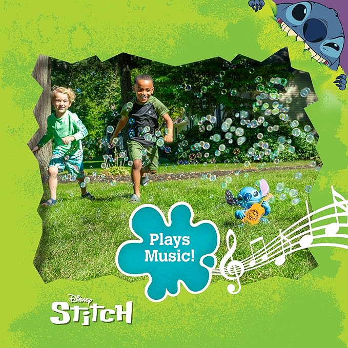 Stitch NO Spill Musical Bubble Machine | Bubble Toy for Toddlers and Kids | Amazon Toys Exclusive with 16 oz of Extra Bubble Solution (Bubble Solution Bottle Colors Will Vary)
