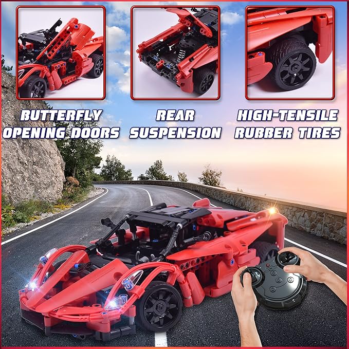 WISEPLAY Stem Projects for Kids Ages 8-12 Year - 380PCS RC Car Kits to Build - STEM Building Toys for Boys Age 8-12 - Model Car Kits to Build for Kids 9-12 - Great Building RC Gift for Your