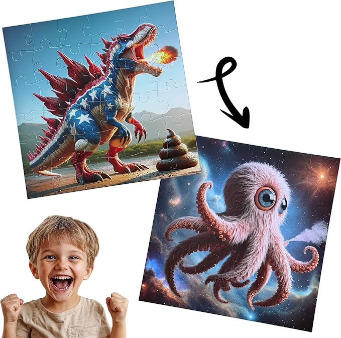 Kids Puzzle Double-Sided Jigsaw – Dinosaur & Space Octopus – 36-Piece Toddler, Preschool, & Elementary Puzzle (Ideal for Ages 3-8) | Fun Educational Toy & Gift