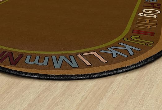 Flagship Carpets Know Your ABCs Educational Oval Area Rug for Home Learning or Classroom Mat, Kids Room or Playroom Carpet, 10'6" x 13'2",Earth Tones