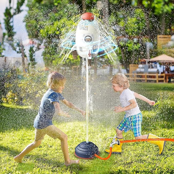 TANSAR Sprinkler Rocket Launcher, Outdoor Water Toys for Kids, Summer Outside Game, Holiday & Birthday Ideas for Boys Girls Age 3 4 5 6 7 8 Year Old, Gray