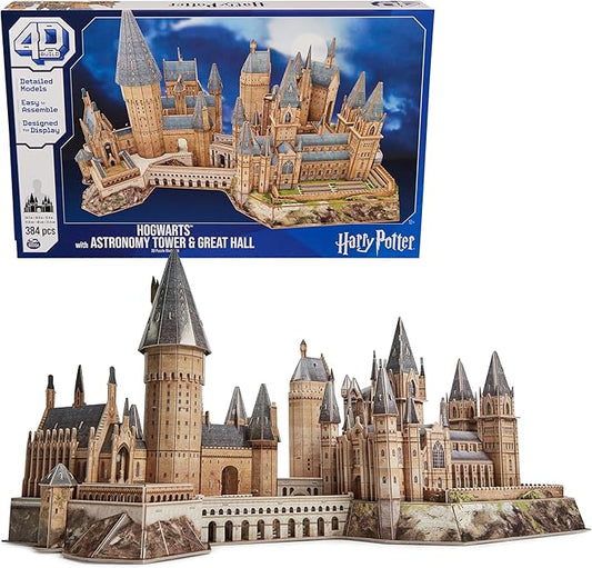 4D Build, Harry Potter Deluxe Hogwarts Castle with Astronomy Tower & Great Hall Over 2ft. Wide Model Kit 384 Pcs | 3D Puzzles for Adults & Teens 12+
