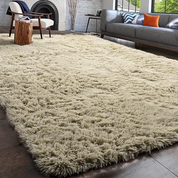 PAGISOFE Fluffy Large Living Room 5x7 Area Rugs,Fuzzy Shag Shaggy Rug Soft Plush Fur Beige Carpet for Room Decor,Indoor Modern Rugs for Living Room Bedroom Dorm Kids Room Decor Nursery Beige Rug